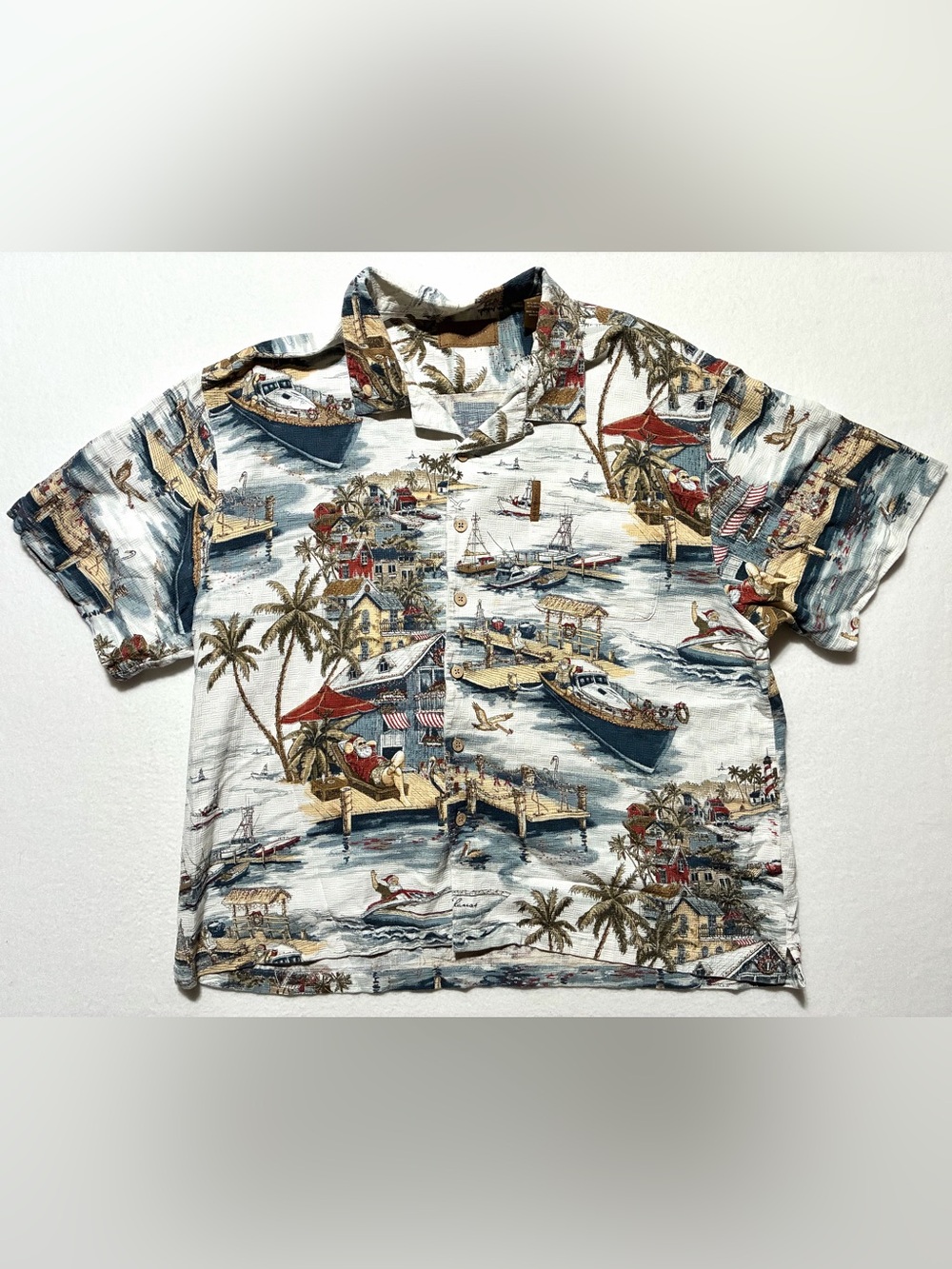 Clearwater Outfitters Men’s Button Up Shirt Santa Christmas In July Size XXL